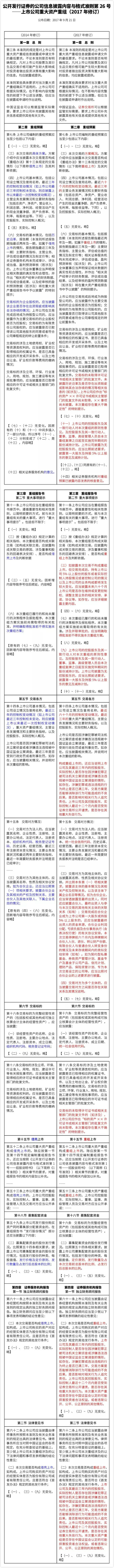 證監會重組辦法新舊準則對比